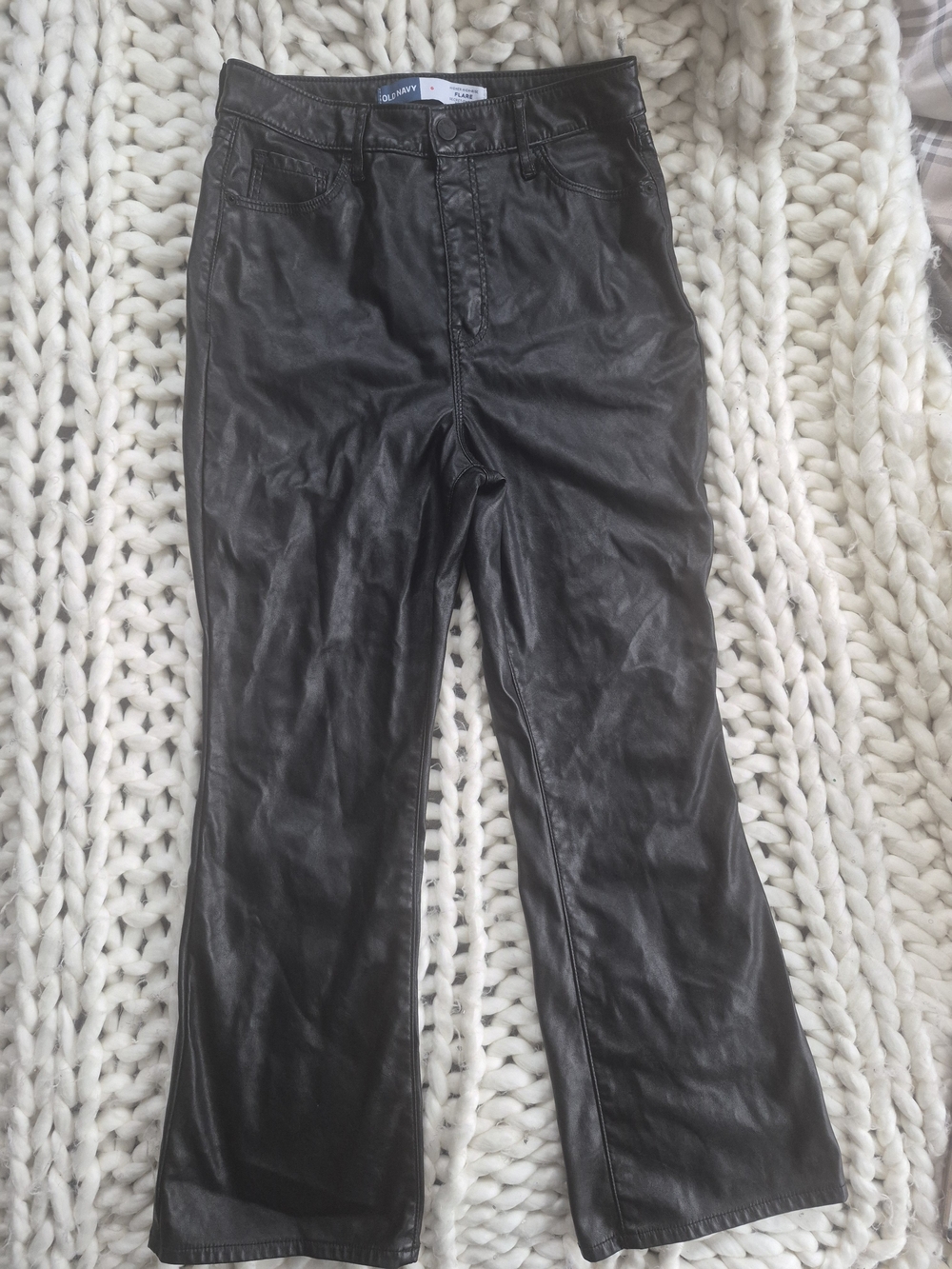 Old Navy Black Faux Leather Flare Pants